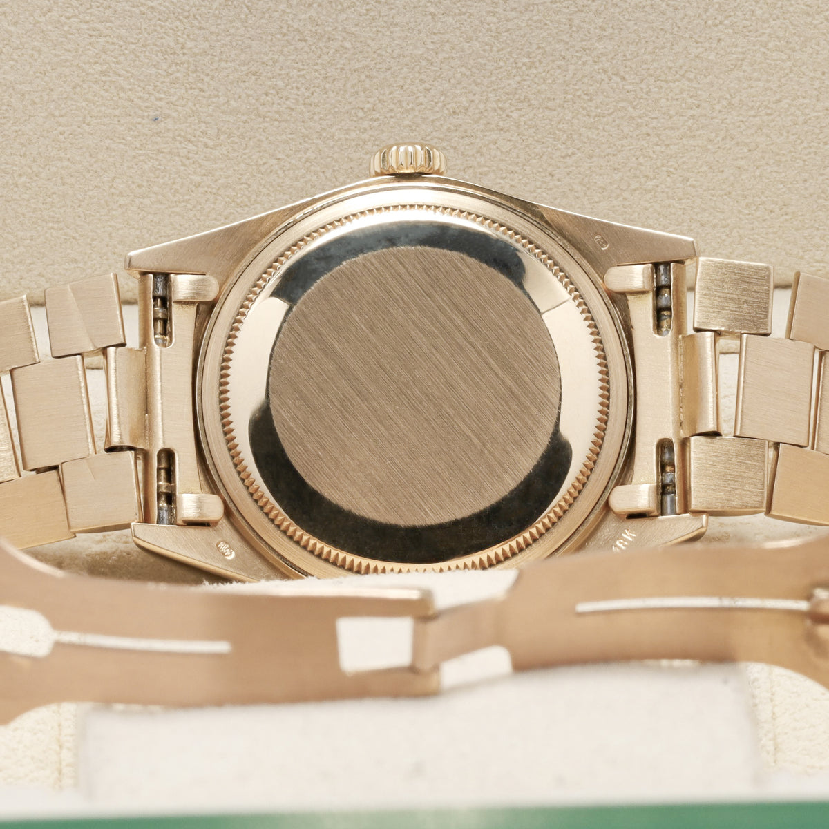 Rolex Day Date 1985 36mm 18k Yellow Gold Champagne with Roman Numerals Dial 18k Yellow Gold Fluted Bezel President Bracelet 18038