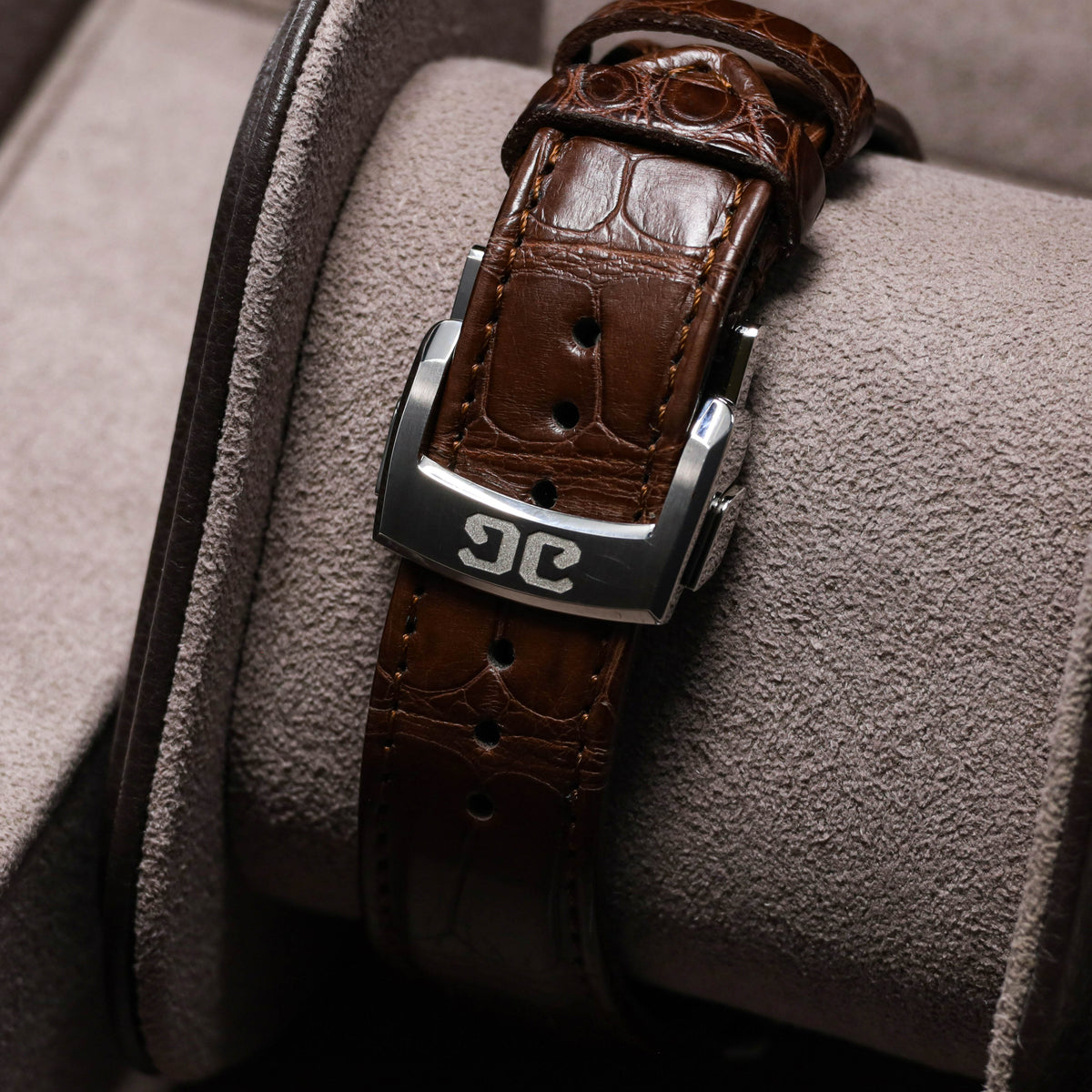 Glashutte Senator 2023 Complete 44mm Stainless Steel White With Blue Hands And Arabic Numerals Polished Stainless Steel Brown Alligator Leather Strap 18902030261