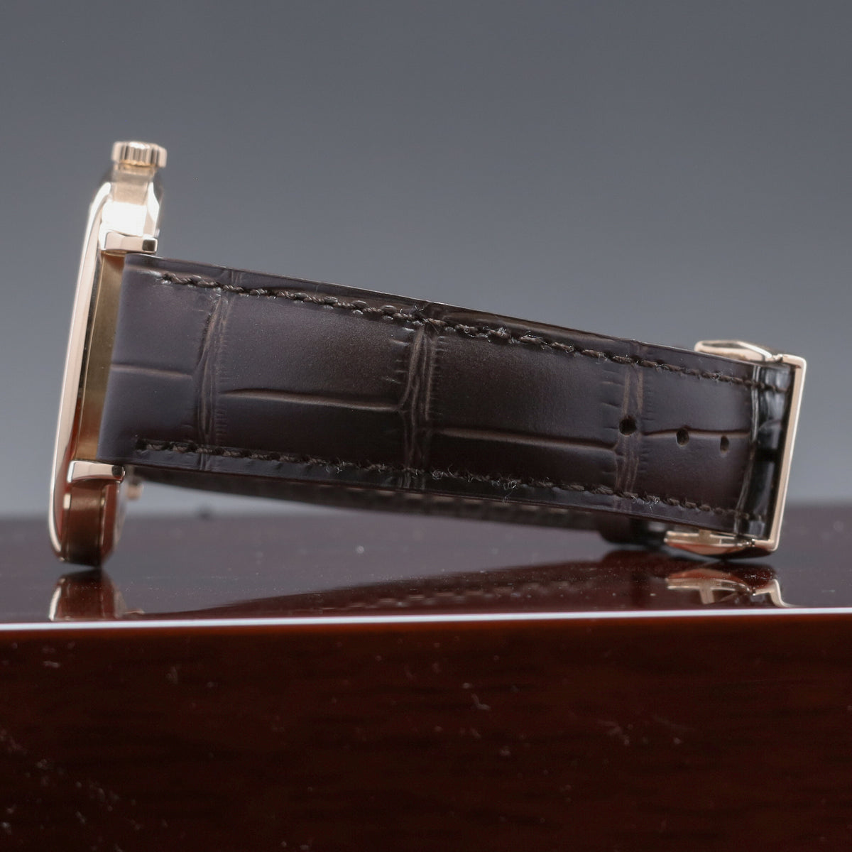 A Lange Saxonia 2017 Complete 37mm 18k Rose Gold Silver Argenté Dial 18k Rose Gold Bezel Brown Alligator Leather Strap 201.033