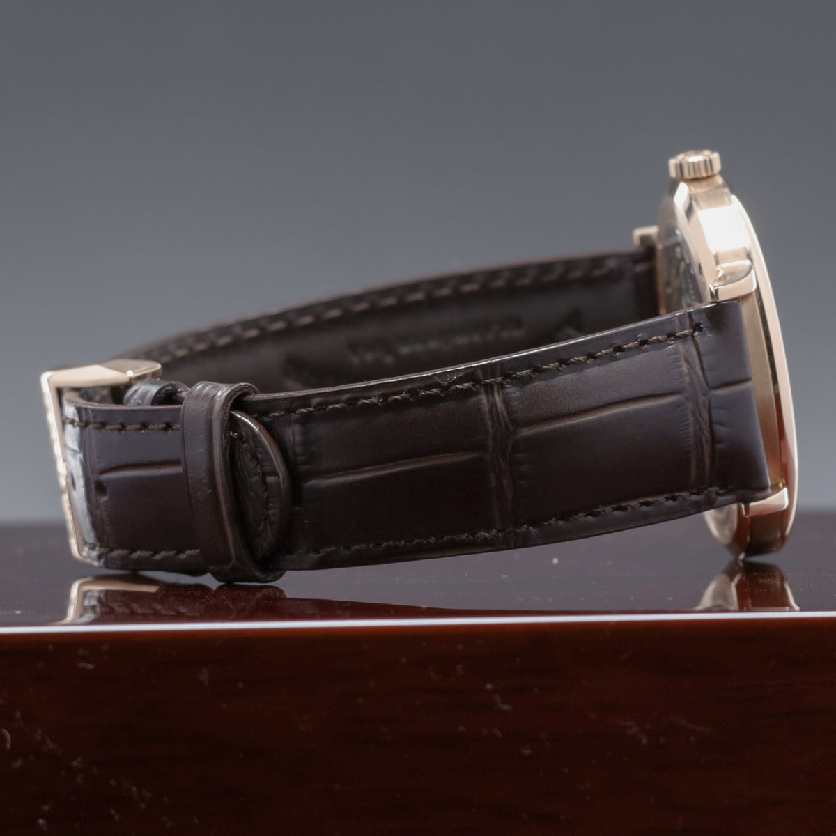 A Lange Saxonia 2017 Complete 37mm 18k Rose Gold Silver Argenté Dial 18k Rose Gold Bezel Brown Alligator Leather Strap 201.033
