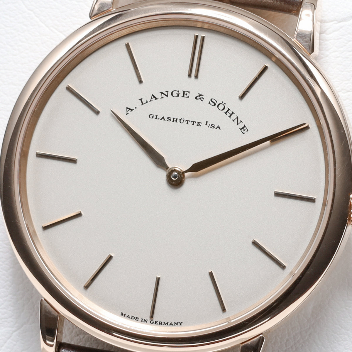 A Lange Saxonia 2017 Complete 37mm 18k Rose Gold Silver Argenté Dial 18k Rose Gold Bezel Brown Alligator Leather Strap 201.033