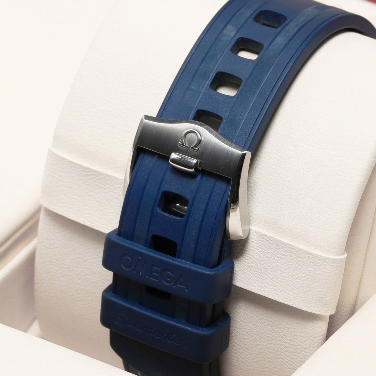 Omega Seamaster 2025 Complete 42mm Stainless Steel Grey Wave Dial Blue Ceramic Unidirectional Bezel Blue Rubber Strap 210.32.42.20.06.001