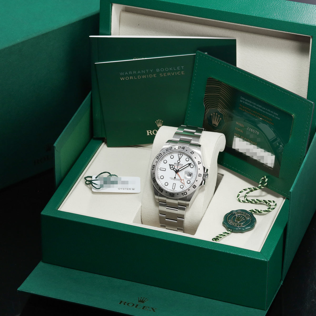 Rolex Explorer II Polar 2026 Complete 42mm Oystersteel White Dial Fixed Oystersteel 24-Hour Bezel Oyster Bracelet 226570