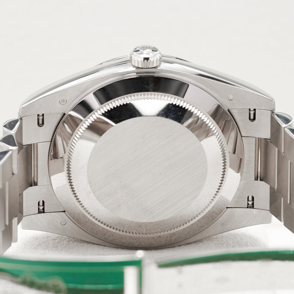 Rolex Day Date 2024 Complete 40mm 18k White Gold Meteorite with Baguette-Cut Diamond Markers Dial 18k White Gold Fluted Bezel 18k White Gold President Bracelet with Concealed Crownclasp 228239