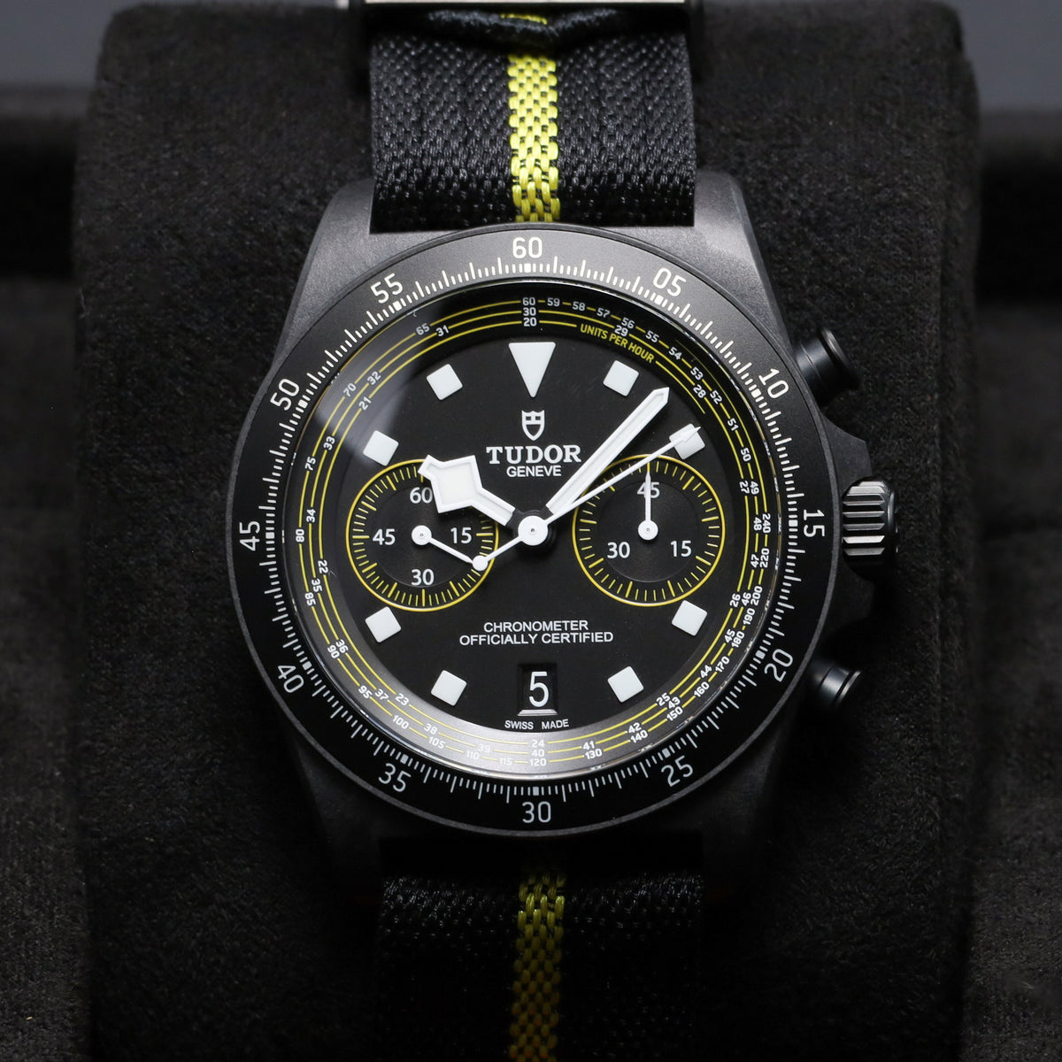 Tudor Pelagos 2025 Complete 42mm Carbon Composite Black with Yellow Accents Dial Carbon Composite Bezel Black Fabric Strap 25827KNJN