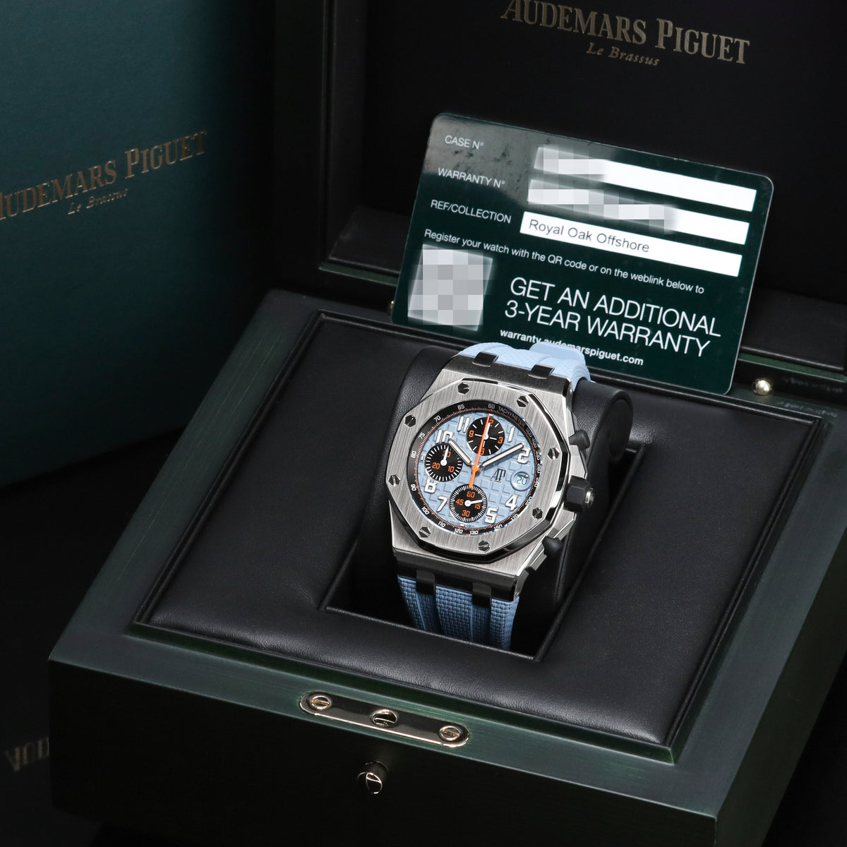 Audemars Piguet Royal Oak Offshore 2025 Complete 42mm Stainless Steel Blue Dial Stainless Steel Bezel Blue Rubber Strap 26238ST
