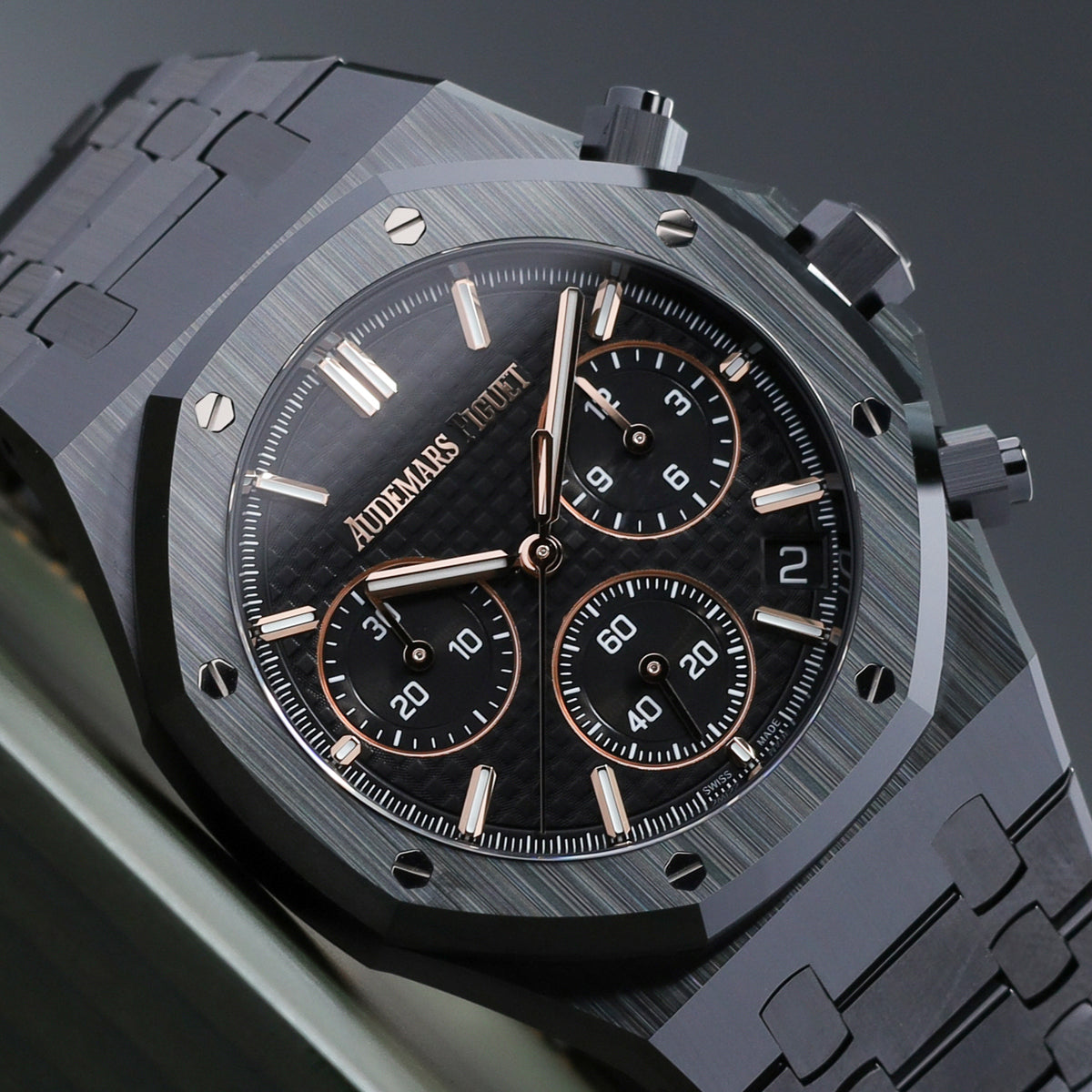Audemars Piguet Royal Oak Complete Black Ceramic Black “Grande Tapisserie” Dial Black Ceramic Bezel Black Ceramic Integrated Bracelet 26240CE