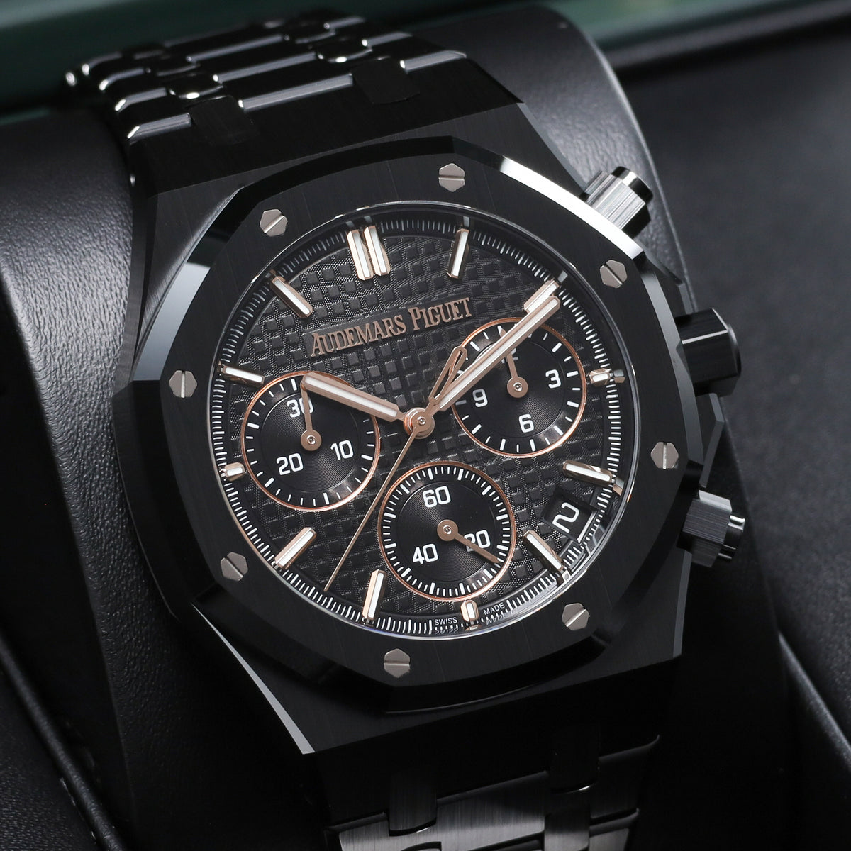 Audemars Piguet Royal Oak Complete Black Ceramic Black “Grande Tapisserie” Dial Black Ceramic Bezel Black Ceramic Integrated Bracelet 26240CE