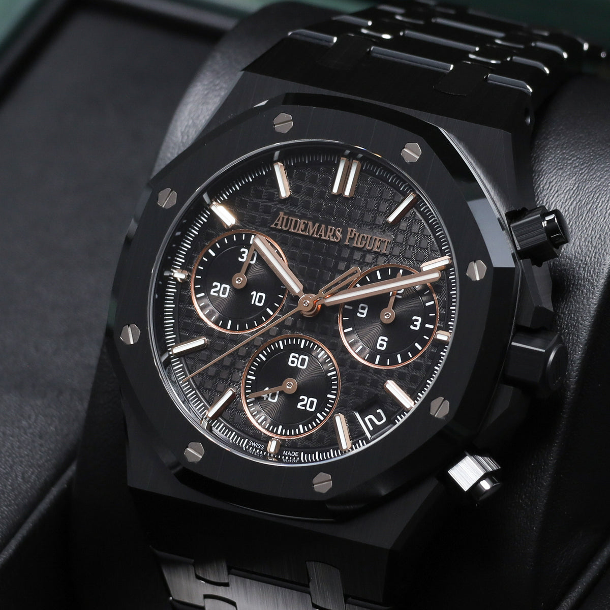 Audemars Piguet Royal Oak Complete Black Ceramic Black “Grande Tapisserie” Dial Black Ceramic Bezel Black Ceramic Integrated Bracelet 26240CE