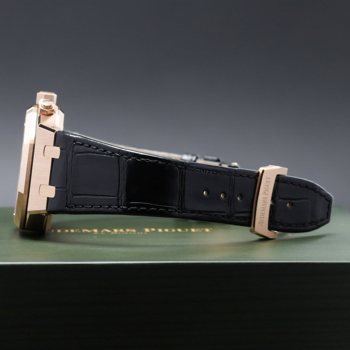 Audemars Piguet Royal Oak 2022 Complete 41mm 18k Rose Gold Black with Grande Tapisserie Dial 18k Rose Gold Bezel Black Leather Strap 26240OR.OO.D002CR.01