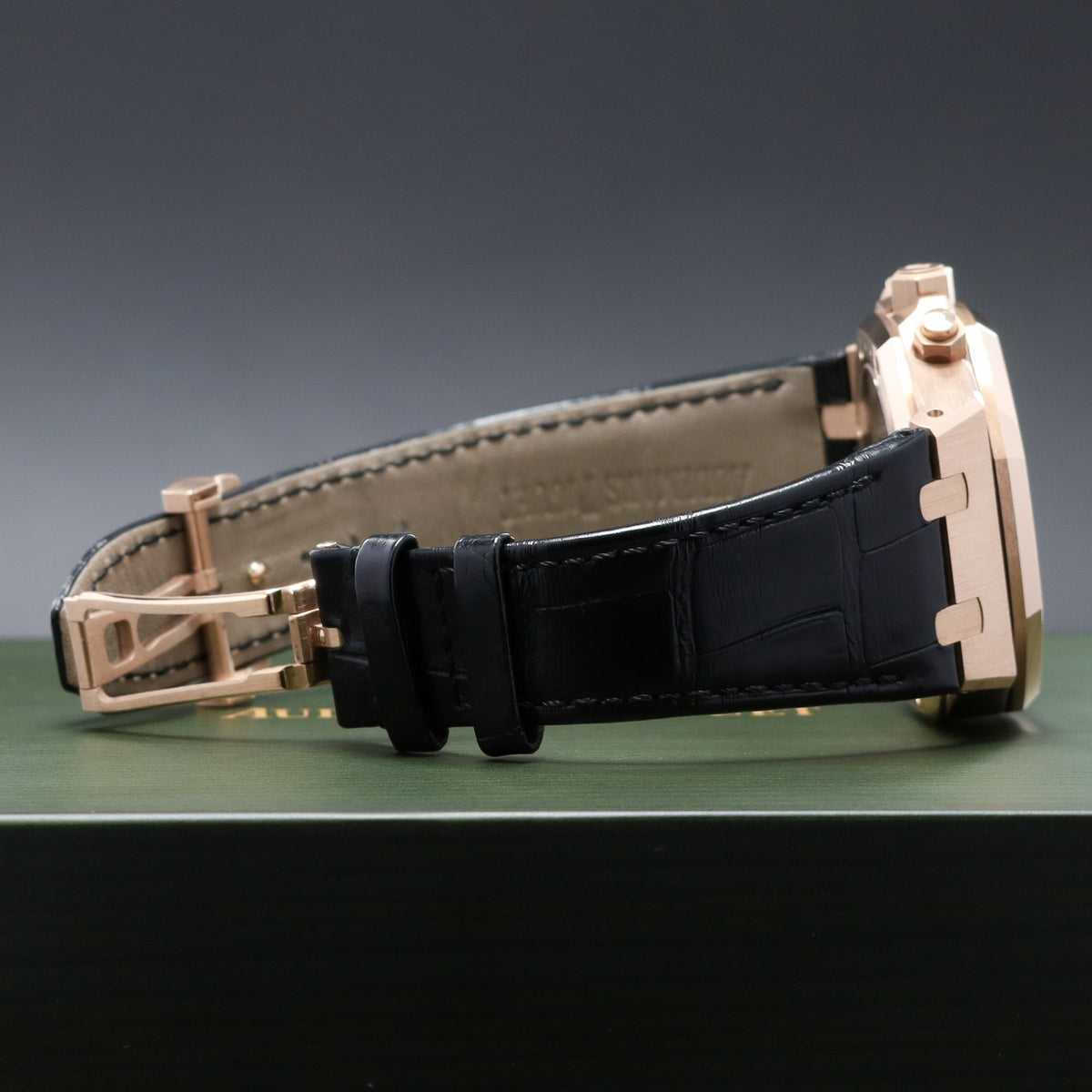 Audemars Piguet Royal Oak 2022 Complete 41mm 18k Rose Gold Black with Grande Tapisserie Dial 18k Rose Gold Bezel Black Leather Strap 26240OR.OO.D002CR.01