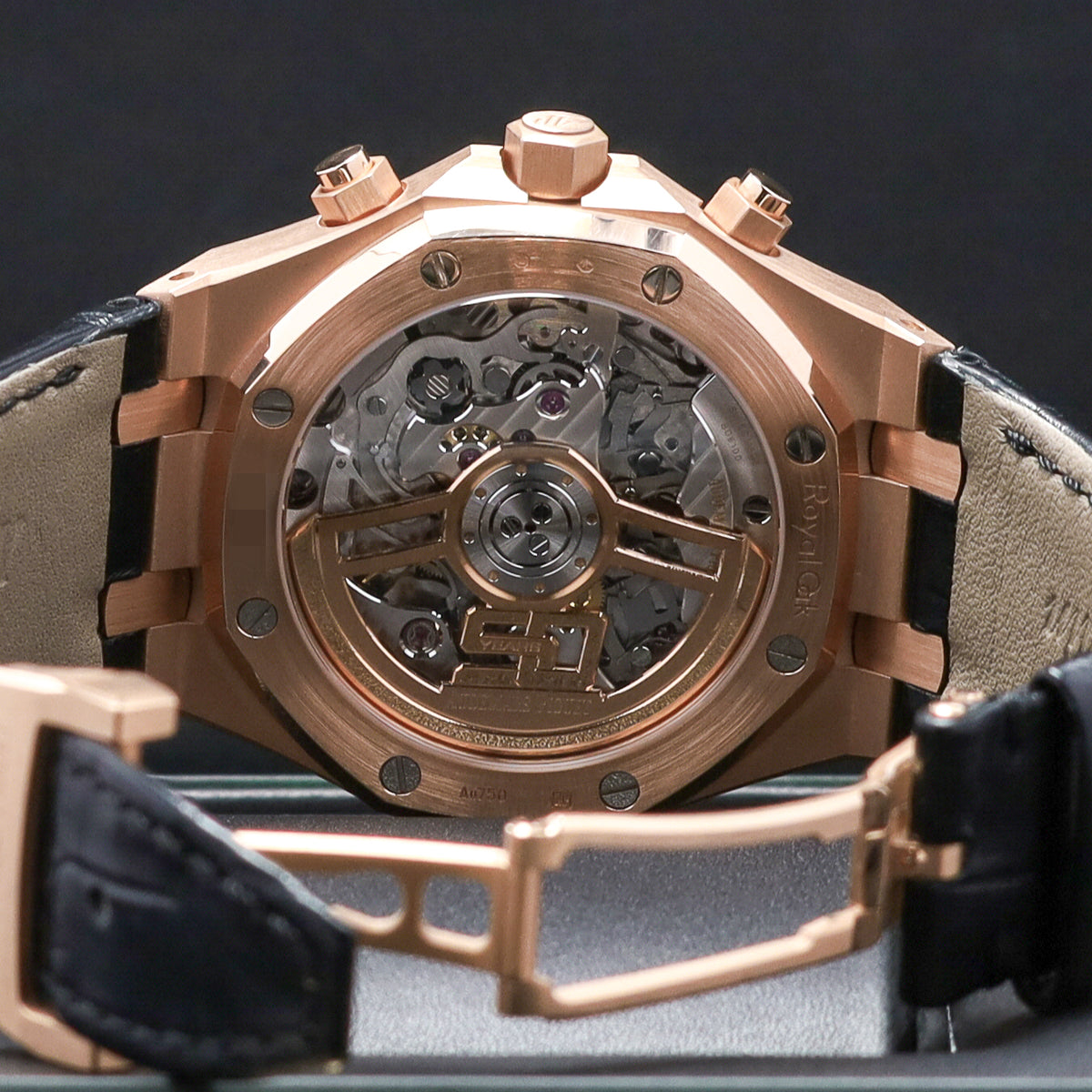 Audemars Piguet Royal Oak 2022 Complete 41mm 18k Rose Gold Black with Grande Tapisserie Dial 18k Rose Gold Bezel Black Leather Strap 26240OR.OO.D002CR.01