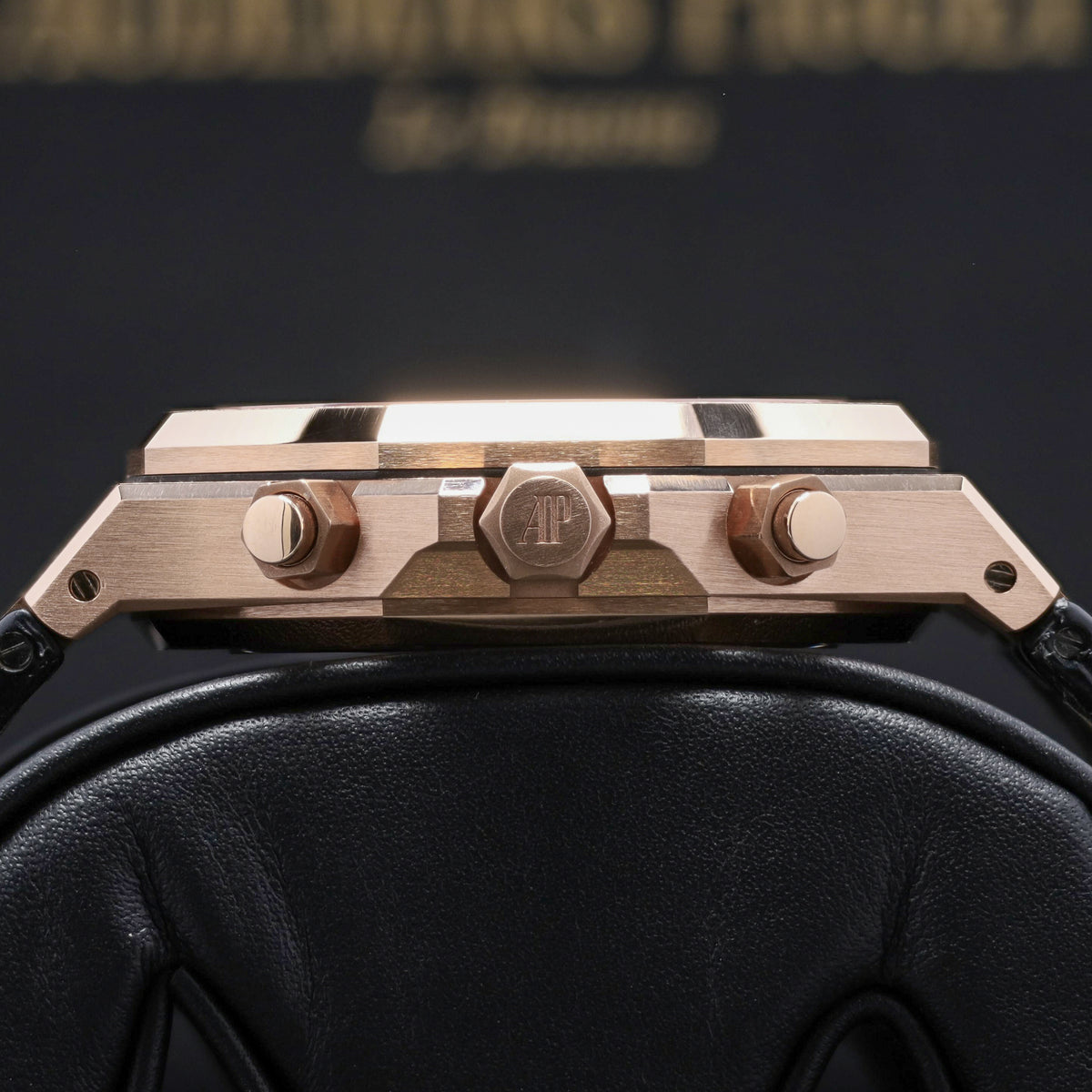 Audemars Piguet Royal Oak 2022 Complete 41mm 18k Rose Gold Black with Grande Tapisserie Dial 18k Rose Gold Bezel Black Leather Strap 26240OR.OO.D002CR.01