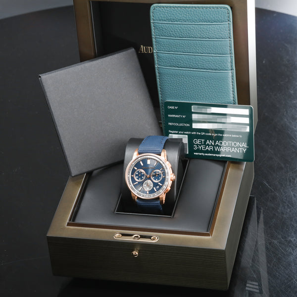 Audemars Piguet Code 11.59 2026 Complete 41mm 18k Rose Gold Blue Dial 18k Rose Gold Polished Bezel Blue Rubber Strap with 18k Rose Gold Pin Buckle 26393OR.OO.A348KB.01