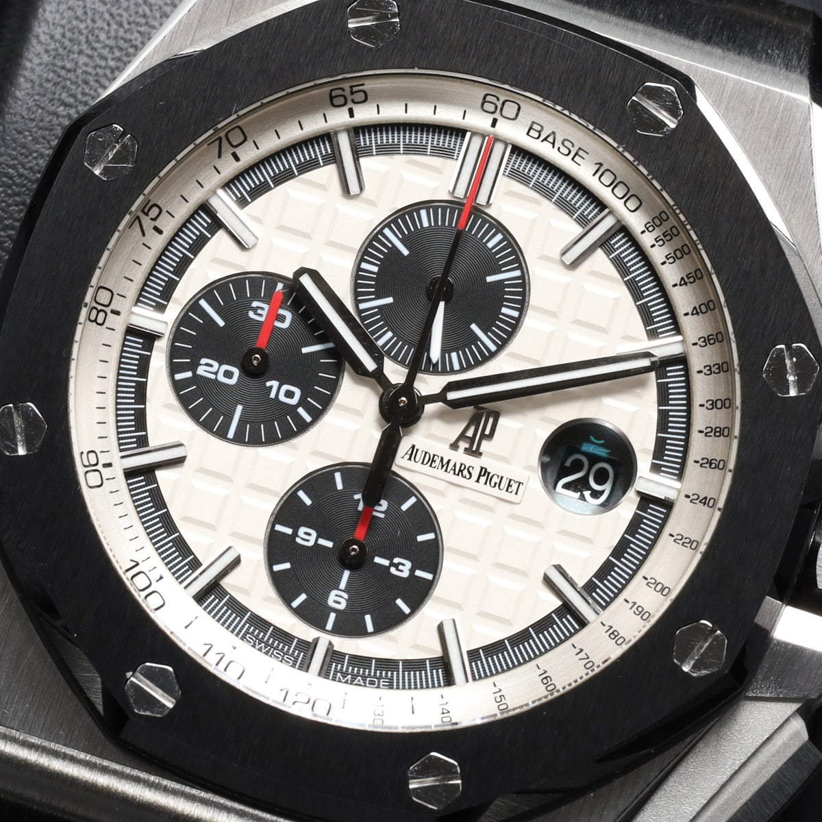Audemars Piguet Royal Oak Offshore 44mm Stainless Steel Case Panda Dial Black Ceramic Bezel Black Rubber Strap 26400SO