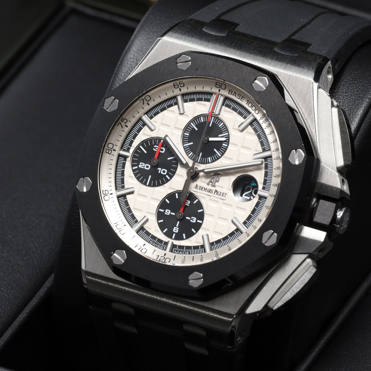 Audemars Piguet Royal Oak Offshore 44mm Stainless Steel Case Panda Dial Black Ceramic Bezel Black Rubber Strap 26400SO