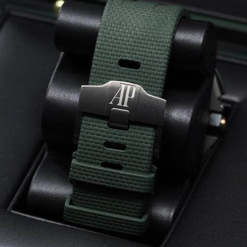 Audemars Piguet Royal Oak Offshore  Complete 44mm Black Ceramic Green Méga Tapisserie Dial Green Ceramic Bezel Green Rubber Strap 26405CE