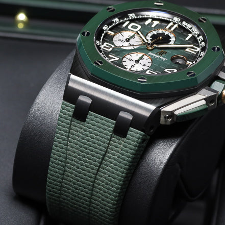 Audemars Piguet Royal Oak Offshore  Complete 44mm Black Ceramic Green Méga Tapisserie Dial Green Ceramic Bezel Green Rubber Strap 26405CE