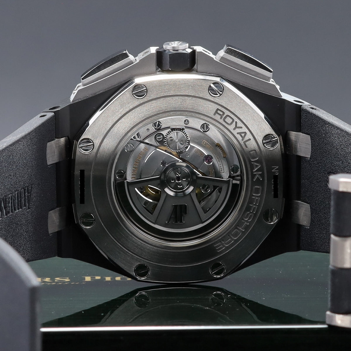 Audemars Piguet Royal Oak Offshore Chronograph Complete 44mm Black Ceramic Case Gray Dial Bezel Rubber Strap 26405CE.OO.A002CA.01