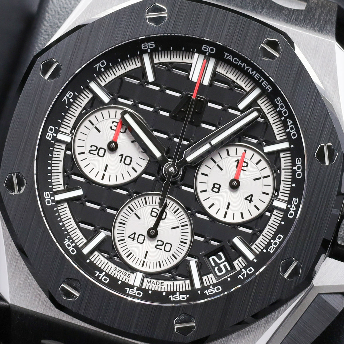 Audemars Piguet Royal Oak Offshore 2022 Complete 43mm Stainless Steel Black Méga Tapisserie Dial Black Ceramic Bezel Black Rubber Strap 26420SO.OO.A002CA.01