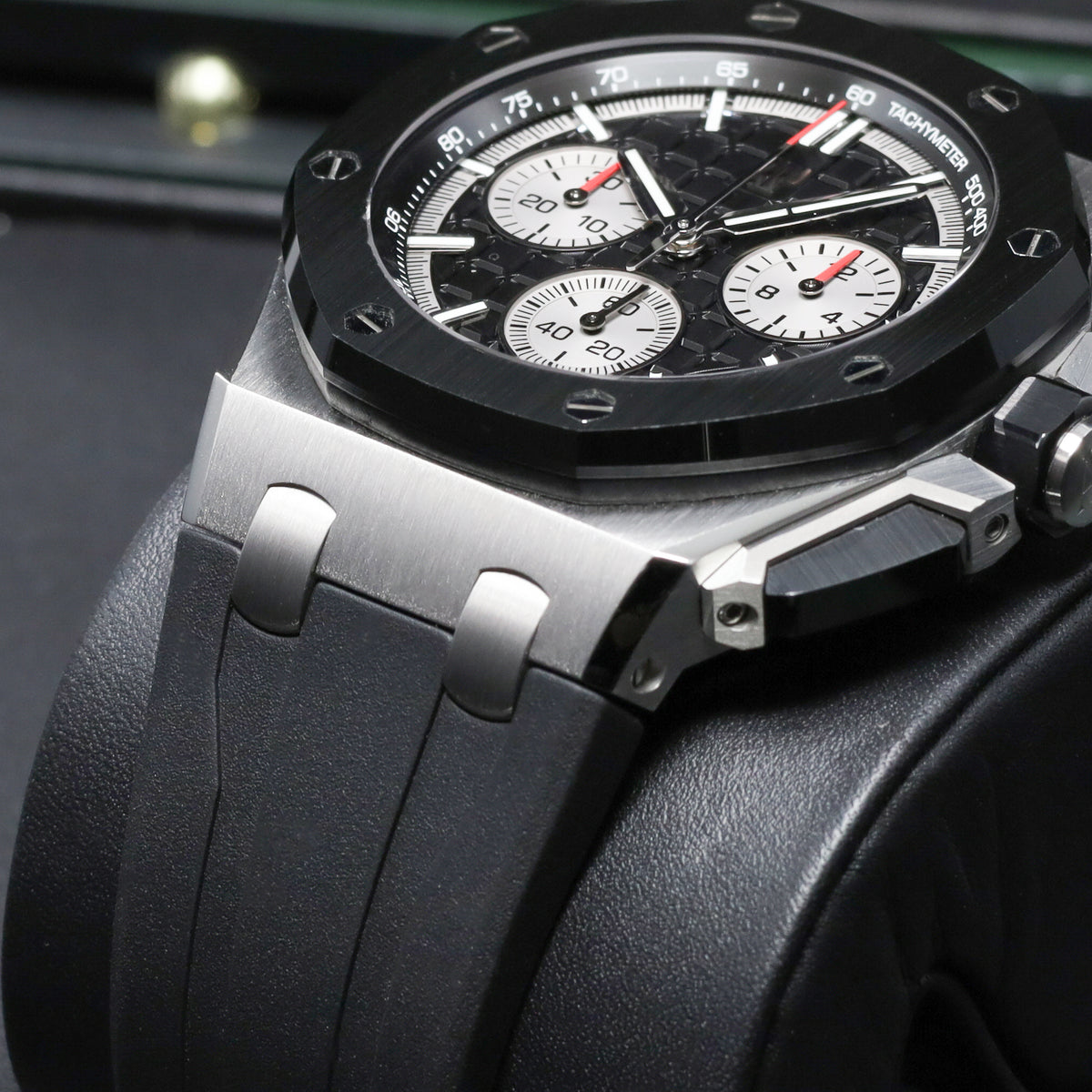 Audemars Piguet Royal Oak Offshore 2022 Complete 43mm Stainless Steel Black Méga Tapisserie Dial Black Ceramic Bezel Black Rubber Strap 26420SO.OO.A002CA.01