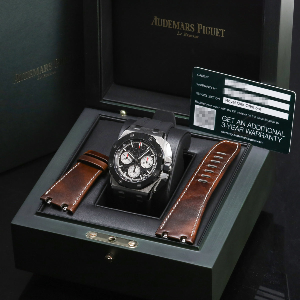 Audemars Piguet Royal Oak Offshore 2022 Complete 43mm Stainless Steel Black Méga Tapisserie Dial Black Ceramic Bezel Black Rubber Strap 26420SO.OO.A002CA.01