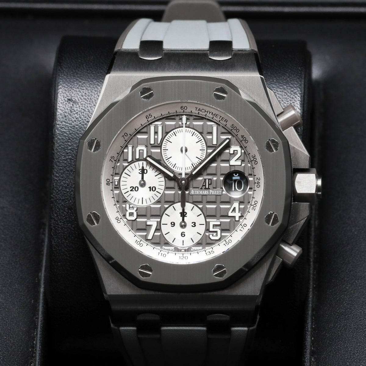 Audemars Piguet Royal Oak Offshore 2019 Complete 42mm Titanium Grey “Méga Tapisserie” Dial Grey Ceramic Bezel Grey Rubber Strap with Titanium Pin Buckle  26470IO