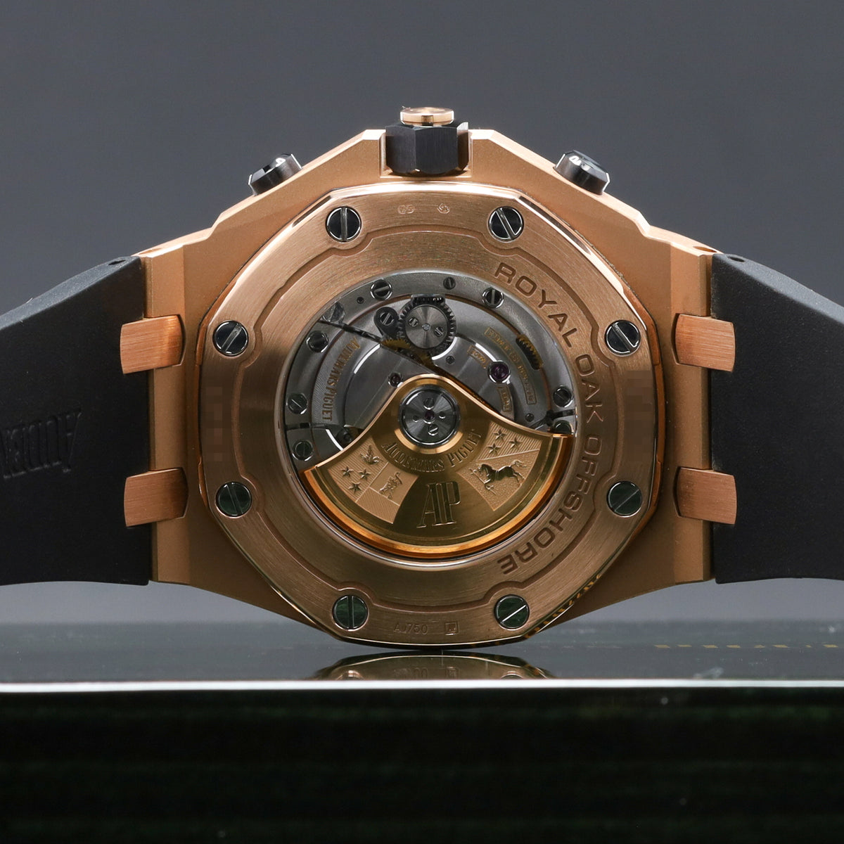 Audemars Piguet Royal Oak Offshore 42mm 18k Yellow Gold Champagne With Black Sub Dials 18k Yellow Gold Black Rubber Strap With Rose Gold Pin Buckle 26470OR