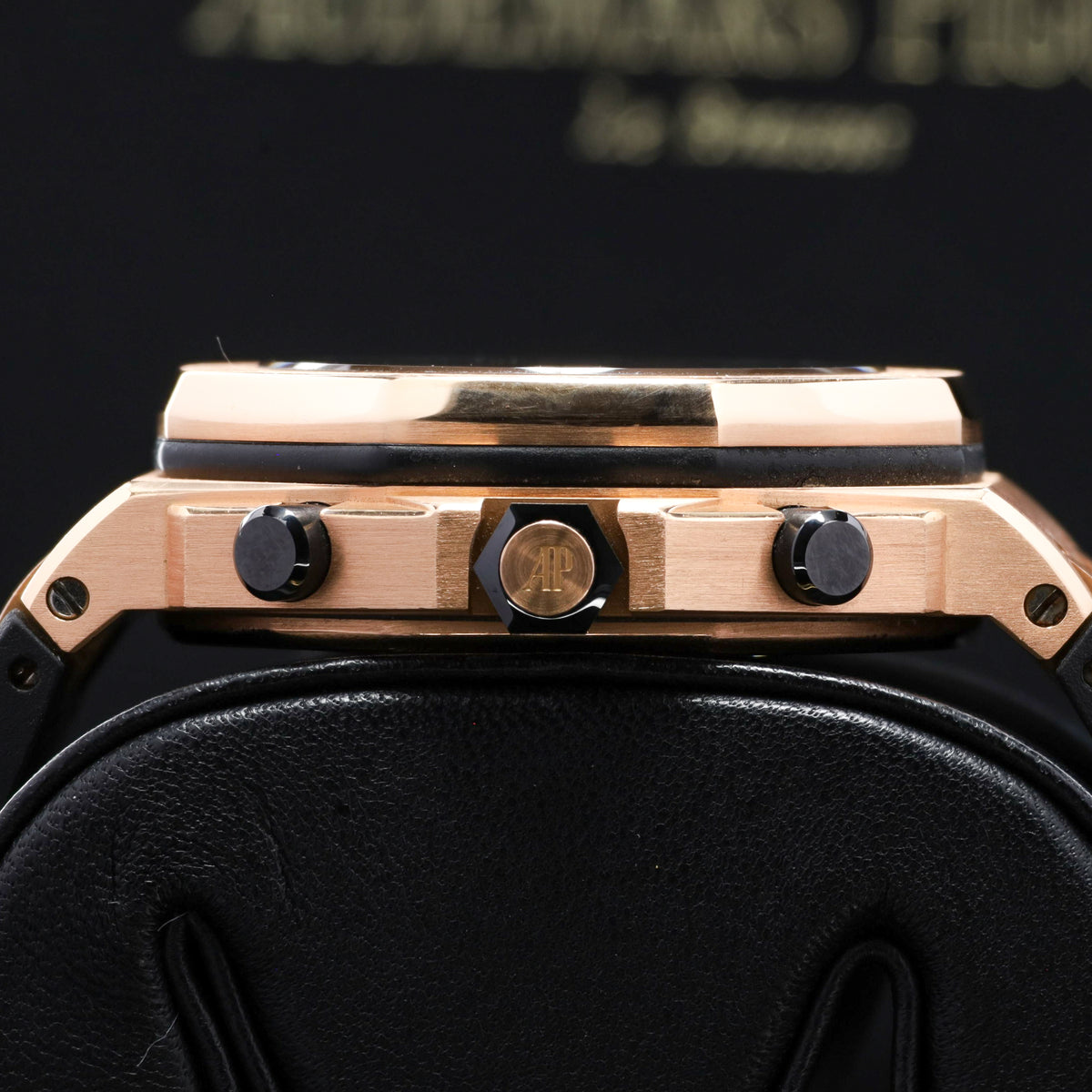 Audemars Piguet Royal Oak Offshore 42mm 18k Yellow Gold Champagne With Black Sub Dials 18k Yellow Gold Black Rubber Strap With Rose Gold Pin Buckle 26470OR