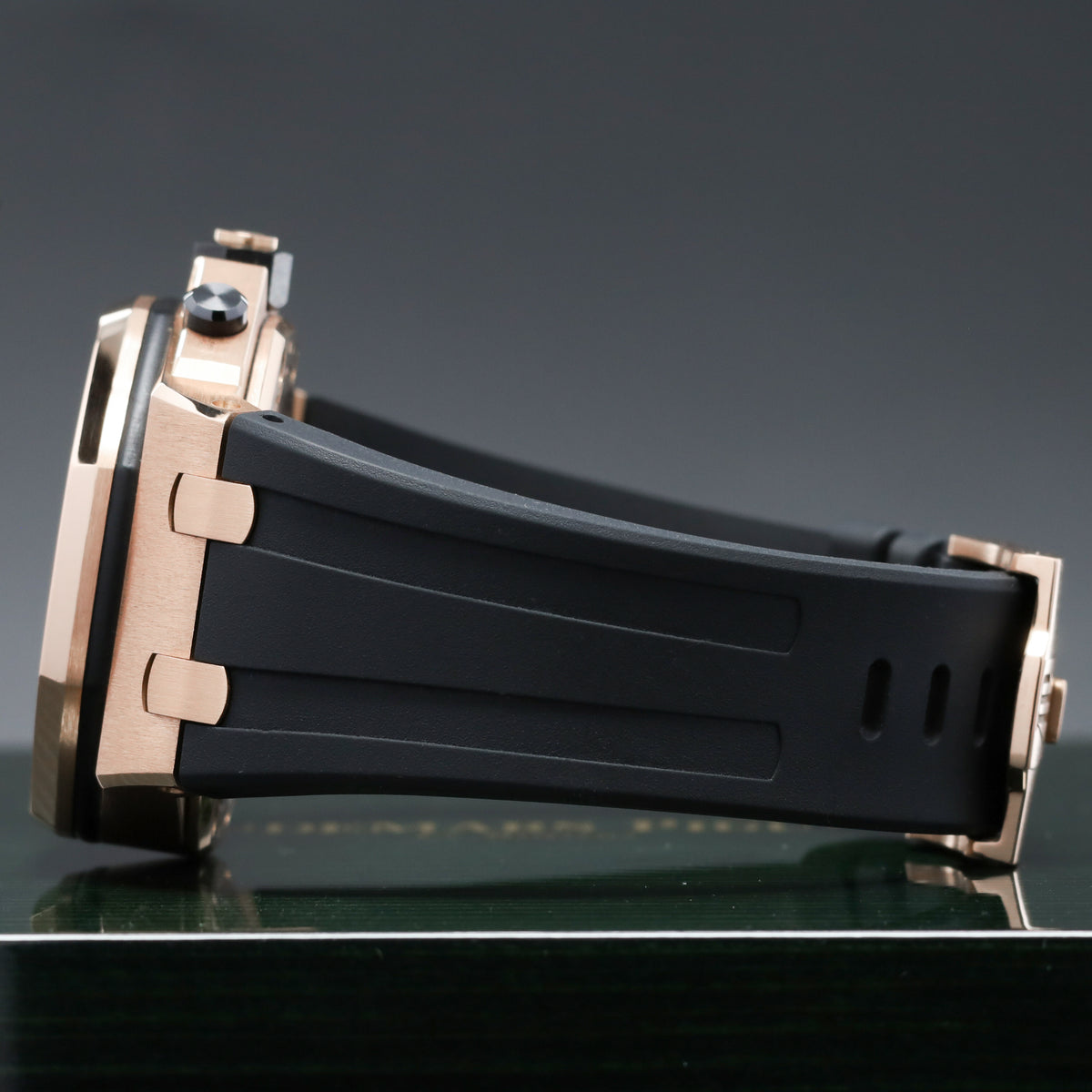 Audemars Piguet Royal Oak 2019 Complete 42mm 18k Rose Gold Rhodium / Grey “Méga Tapisserie” Dial 18k Rose Gold Bezel Grey Alligator Leather Strap with Rose Gold Folding Clasp 26470OR.OO.A125CR.01