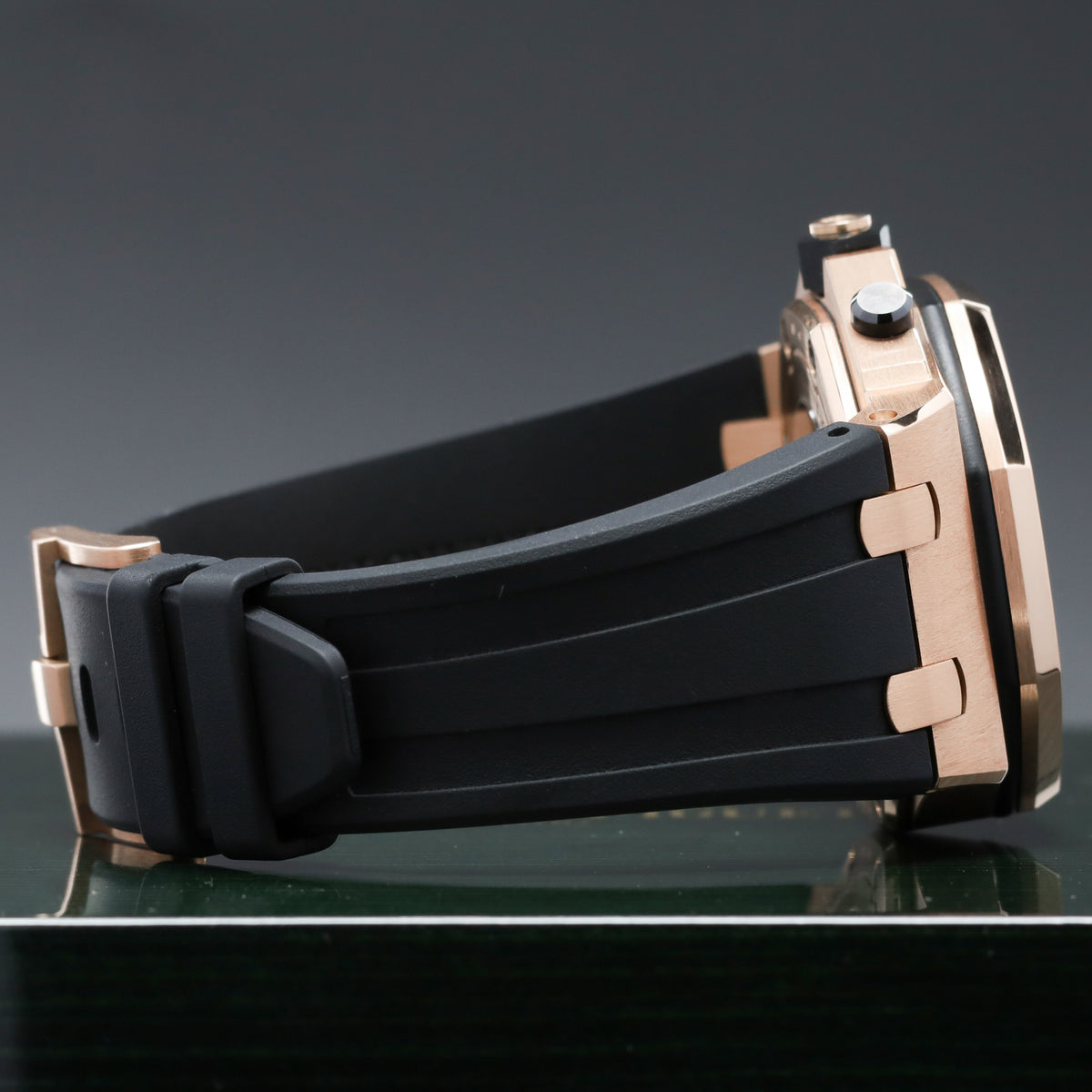 Audemars Piguet Royal Oak 2019 Complete 42mm 18k Rose Gold Rhodium / Grey “Méga Tapisserie” Dial 18k Rose Gold Bezel Grey Alligator Leather Strap with Rose Gold Folding Clasp 26470OR.OO.A125CR.01