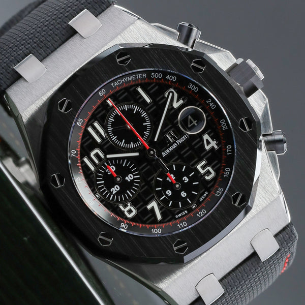 Audemars Piguet Royal Oak Complete 42mm Stainless Steel Black “Méga Tapisserie” with Red Accents Dial Black Ceramic Bezel Black and Red Rubber Strap with Stainless Steel Buckle 26470SO.OO.A002CA.01