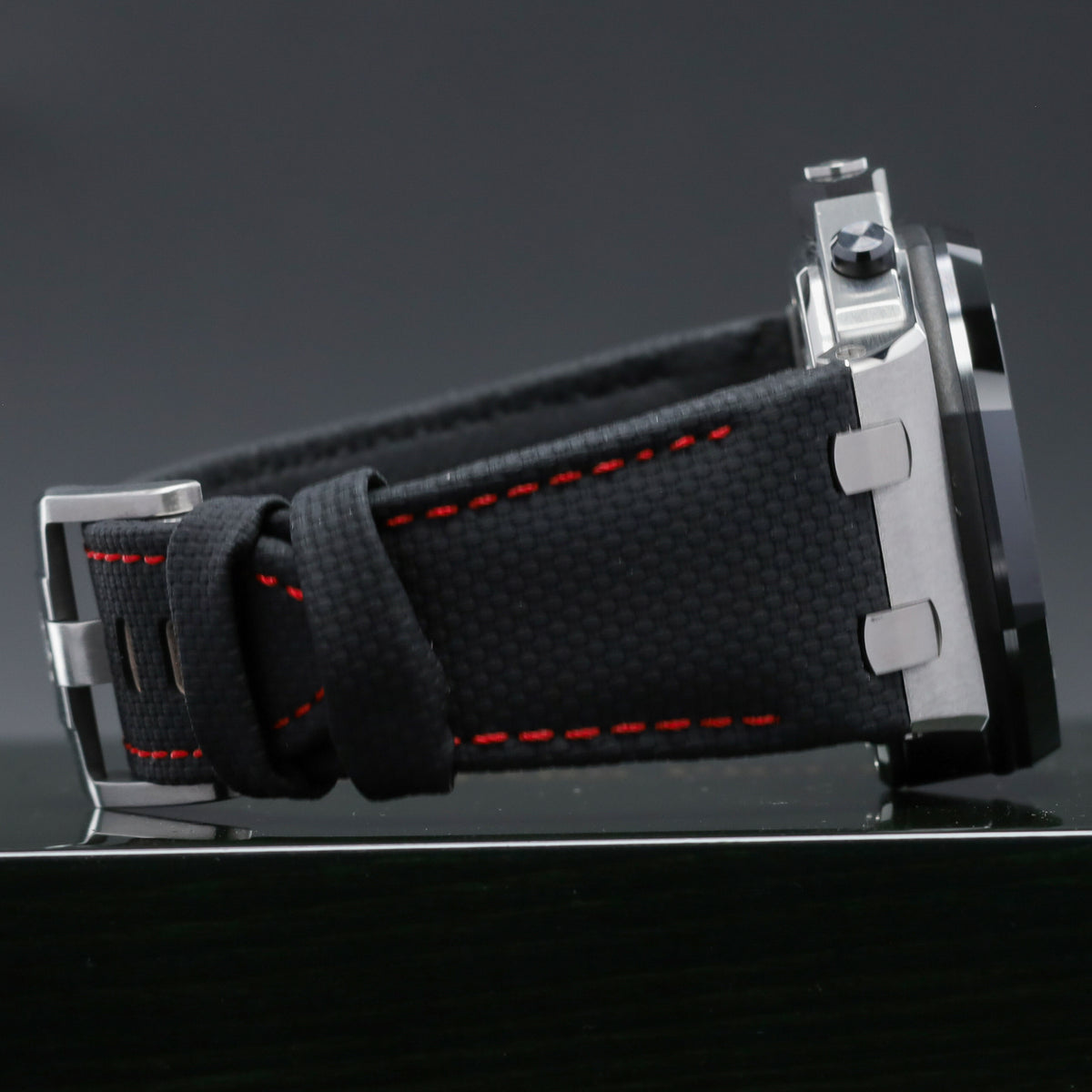 Audemars Piguet Royal Oak Complete 42mm Stainless Steel Black “Méga Tapisserie” with Red Accents Dial Black Ceramic Bezel Black and Red Rubber Strap with Stainless Steel Buckle 26470SO.OO.A002CA.01