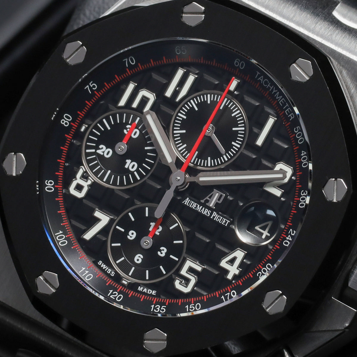 Audemars Piguet Royal Oak Complete 42mm Stainless Steel Black “Méga Tapisserie” with Red Accents Dial Black Ceramic Bezel Black and Red Rubber Strap with Stainless Steel Buckle 26470SO.OO.A002CA.01