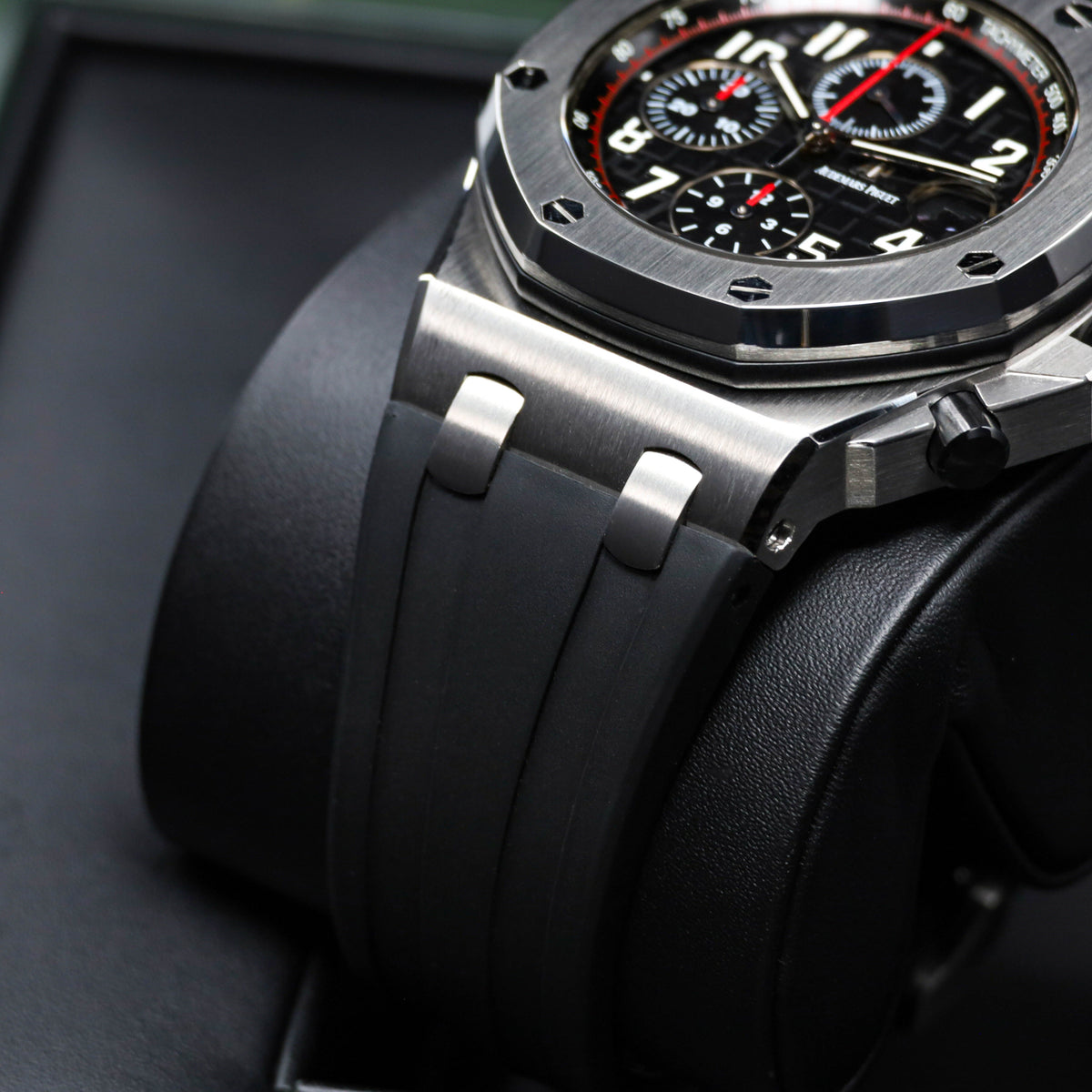 Audemars Piguet Royal Oak Offshore Vampire 42mm Stainless Steel Black With Red Accents Black Ceramic Bezel Black Rubber Strap 26470ST