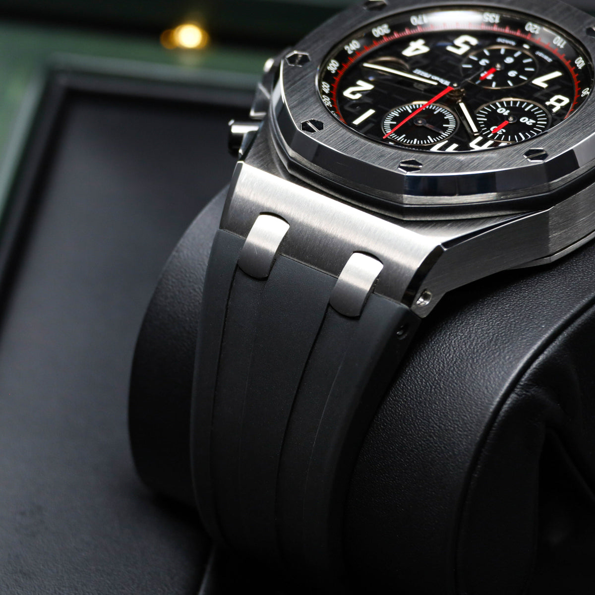 Audemars Piguet Royal Oak Offshore Vampire 42mm Stainless Steel Black With Red Accents Black Ceramic Bezel Black Rubber Strap 26470ST
