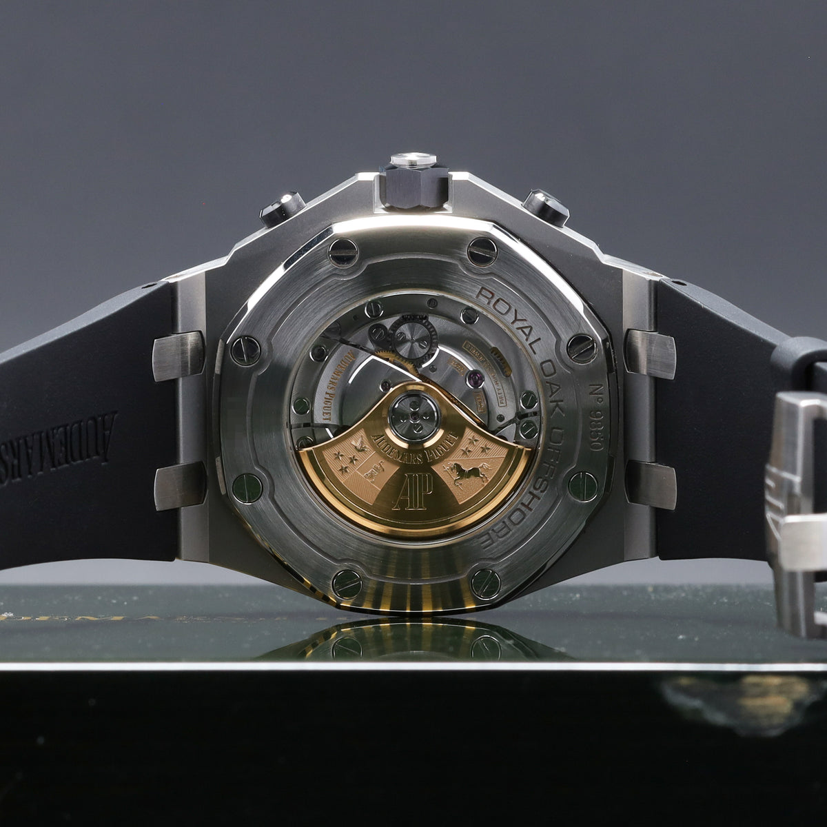 Audemars Piguet ROO Elephant 2016 Complete 42mm Stainless Steel Grey Méga Tapisserie Black Subdials Stainless Steel Octagonal Bezel Black Rubber Strap 26470ST