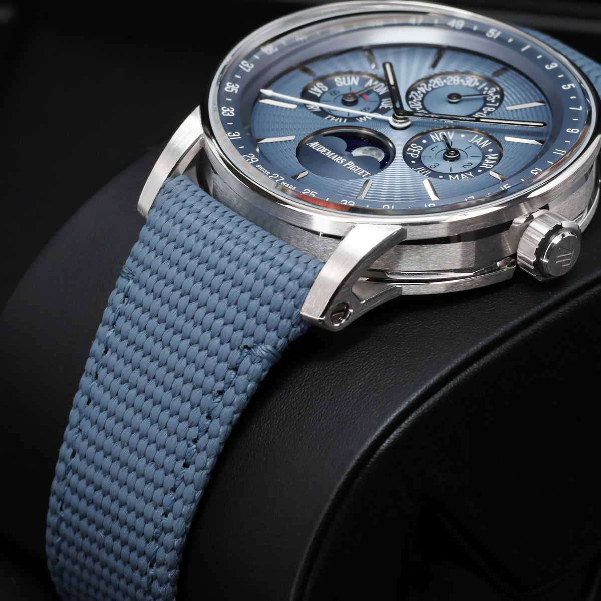 Audemars Piguet  Code 11.59 Complete 41mm 18k White Gold Smoked Blue Dial 18k White Gold Bezel Blue Textured Rubber Strap with Calfskin Lining and White Gold Folding Clasp 26494BC.OO.D350KB.01