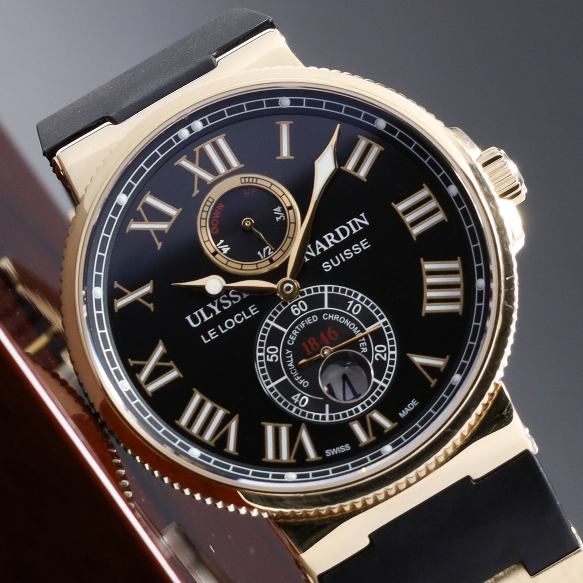 Ulysse Nardin Maxi Marine 2011 Complete 43mm 18k Rose Gold Black Dial 18k Rose Gold Bezel 18k Rose Gold Bracelet  266-67