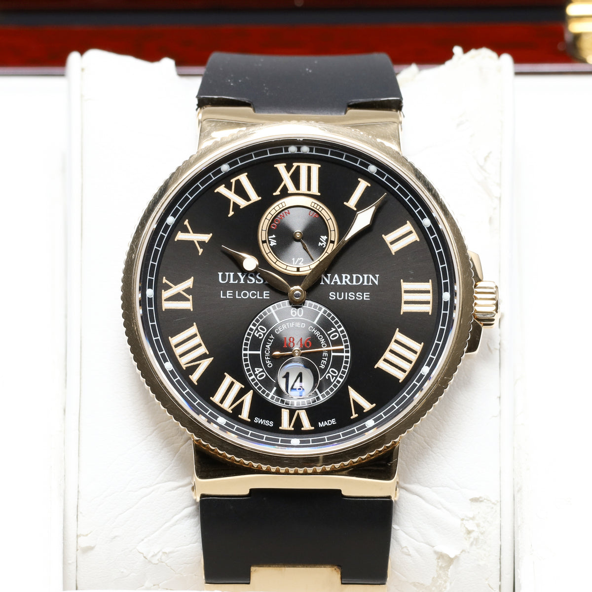 Ulysse Nardin Maxi Marine 2011 Complete 43mm 18k Rose Gold Black Dial 18k Rose Gold Bezel 18k Rose Gold Bracelet  266-67