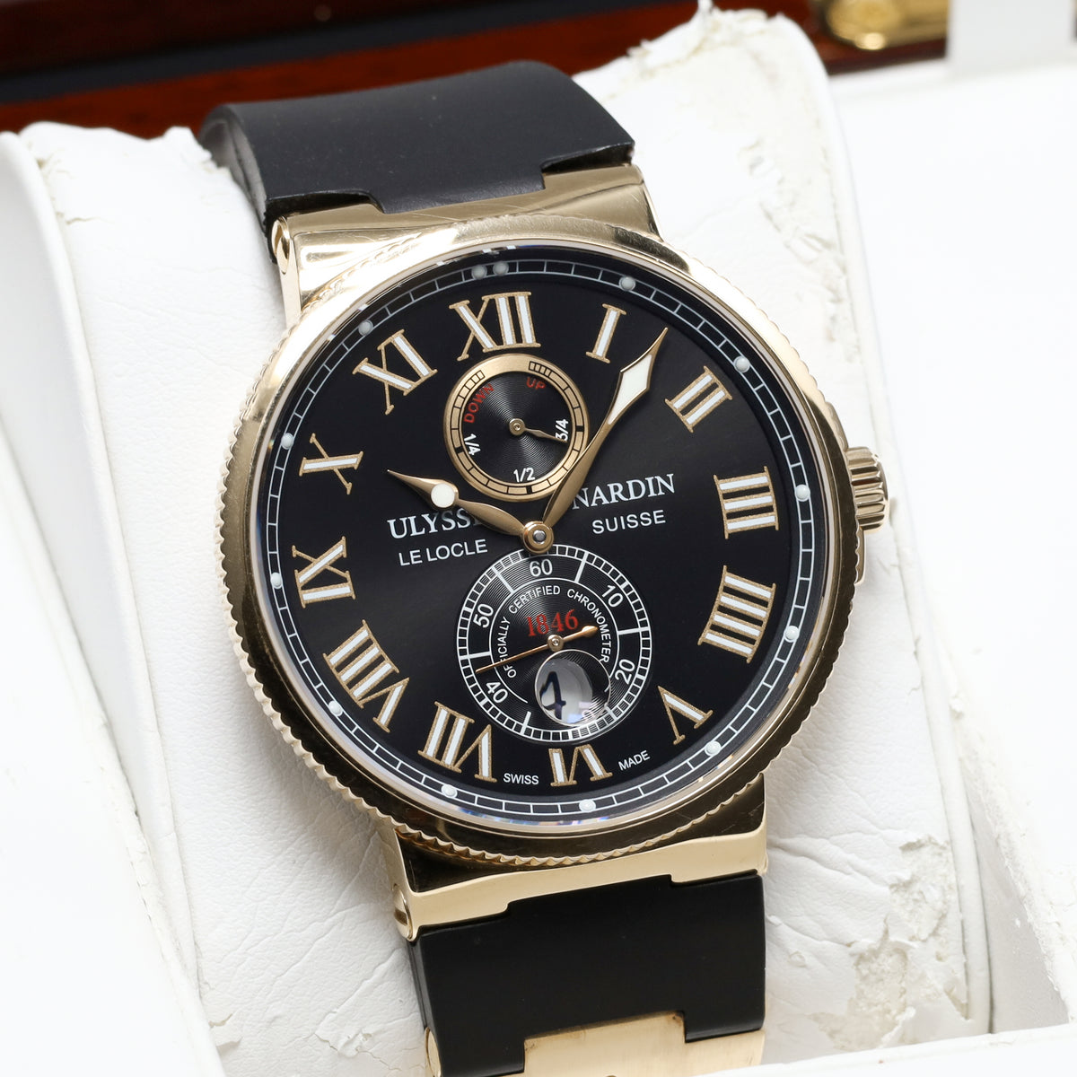 Ulysse Nardin Maxi Marine 2011 Complete 43mm 18k Rose Gold Black Dial 18k Rose Gold Bezel 18k Rose Gold Bracelet  266-67