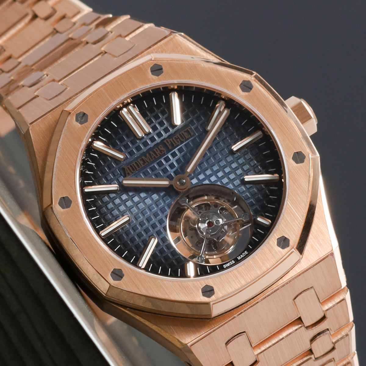 Audemars Piguet Royal Oak Tourbillon Complete 41mm 18k Rose Gold Blue Grande Tapisserie Dial 18k Rose Gold 18k Rose Gold Integrated Bracelet 26730OR.OO.1320OR.02