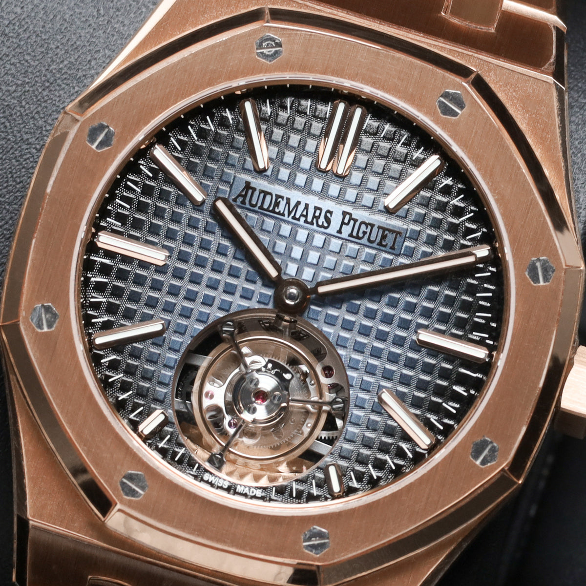 Audemars Piguet Royal Oak Tourbillon Complete 41mm 18k Rose Gold Blue Grande Tapisserie Dial 18k Rose Gold 18k Rose Gold Integrated Bracelet 26730OR.OO.1320OR.02