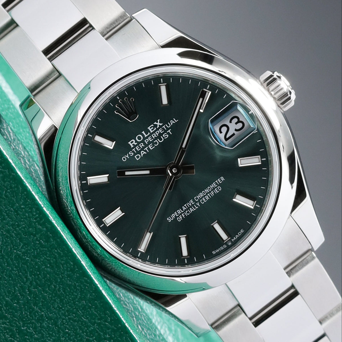 Rolex Datejust 31 2025 Complete 31mm Oystersteel Green Smooth Bezel Oyster Bracelet 278240