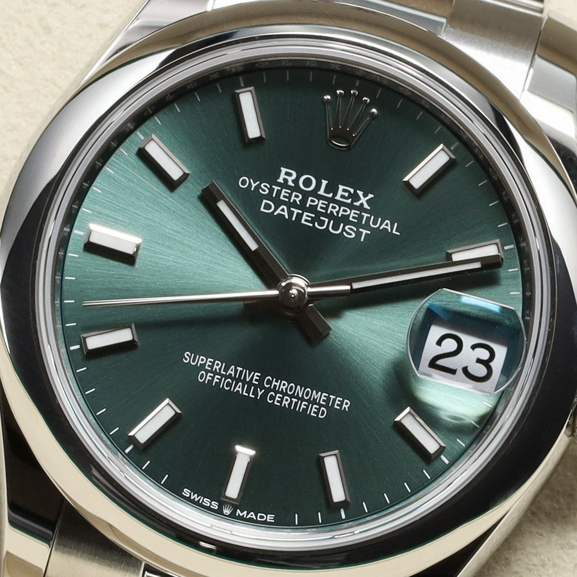 Rolex Datejust 31 2025 Complete 31mm Oystersteel Green Smooth Bezel Oyster Bracelet 278240