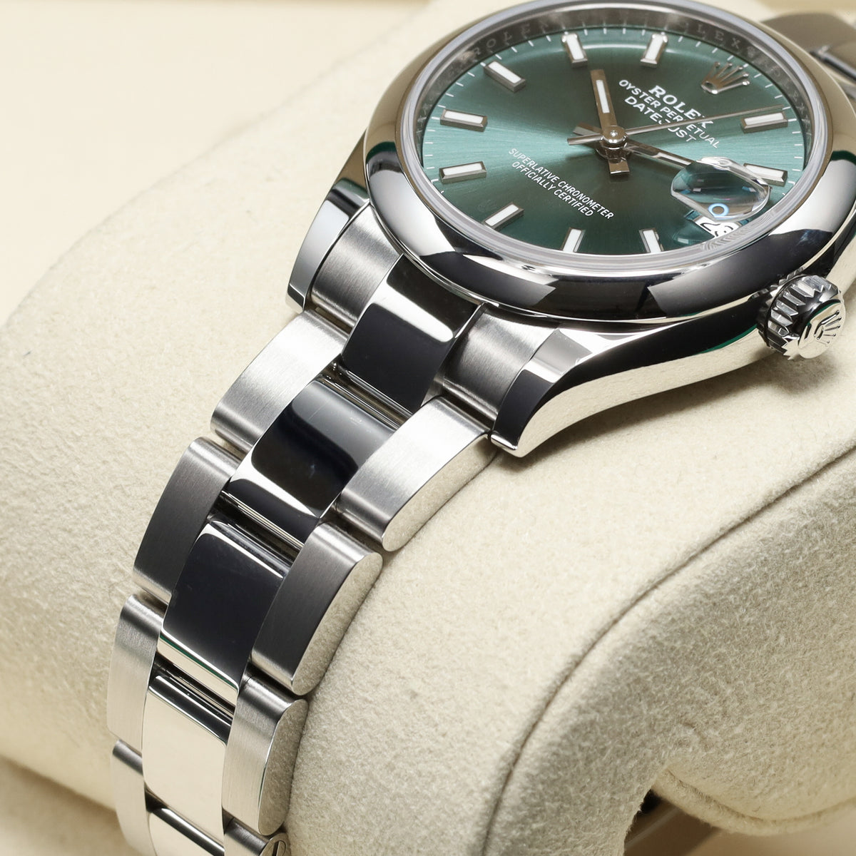Rolex Datejust 31 2025 Complete 31mm Oystersteel Green Smooth Bezel Oyster Bracelet 278240