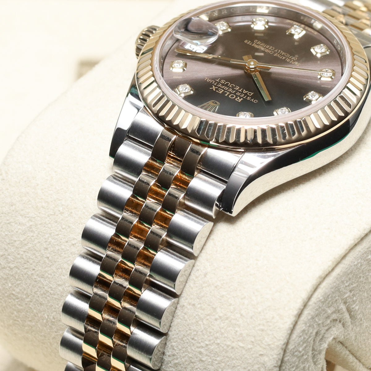 Rolex Datejust 2025 Complete 31mm Oystersteel and Yellow Gold Grey with Diamond Hour Markers Dial Yellow Gold Fluted Bezel Two-Tone Jubilee Bracelet 278273