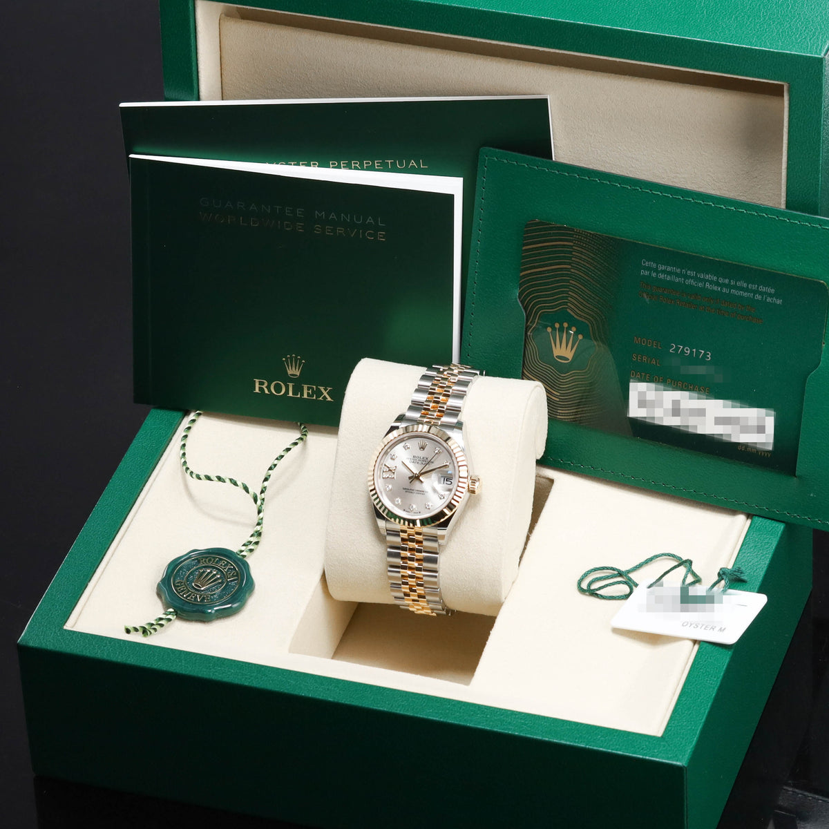 Rolex Datejust 2026 Complete 28mm Oystersteel Yellow Gold Silver Star Diamond Dial Yellow Gold Fluted Bezel Jubilee Bracelet 279173