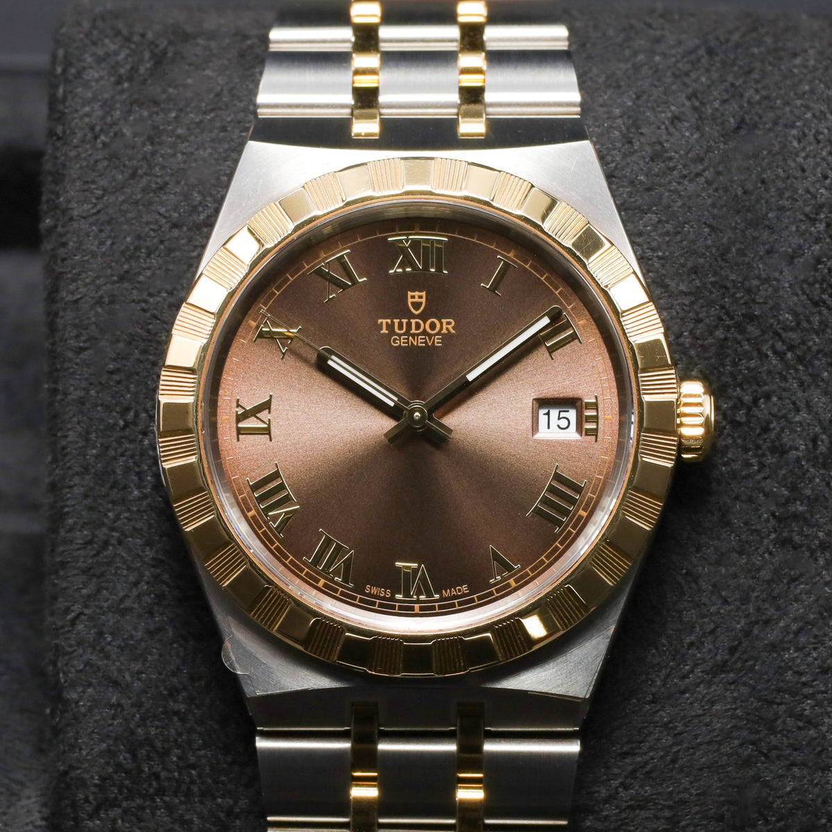Tudor Royal 2026 Complete 38mm Stainless Steel and Yellow Gold Chocolate Brown Dial Yellow Gold Notched Bezel Stainless Steel and Yellow Gold Integrated Bracelet 28503
