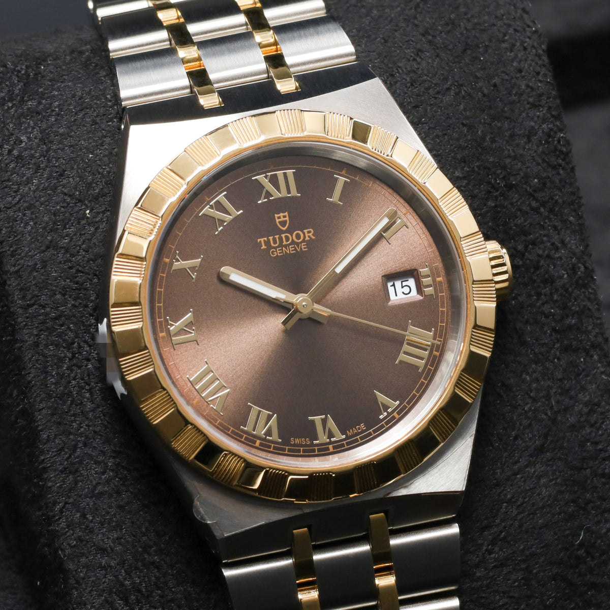 Tudor Royal 2026 Complete 38mm Stainless Steel and Yellow Gold Chocolate Brown Dial Yellow Gold Notched Bezel Stainless Steel and Yellow Gold Integrated Bracelet 28503